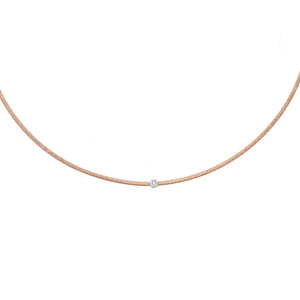 14K Rose Gold 17" .10CT Diamond Italian Silk Necklace