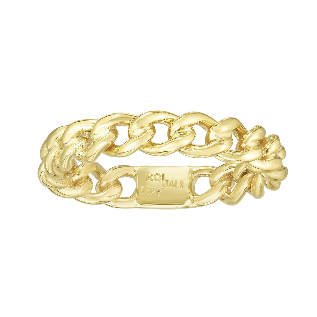 14K Yellow Gold Skinny Chain Link Ring