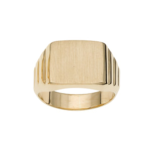 14K Yellow Gold Matte Rectangular Unisex Signet Ring, Size 10