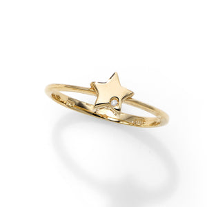 14K yellow Gold .005CT Diamond Star Ring