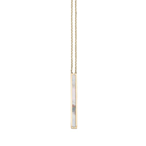 14K Yellow Gold 18" La Perla White Mother of Pearl Bar Necklace