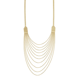 14K Yellow Gold 18" Shimmering Bead Cascading Layering Necklace