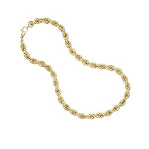 14K Yellow Gold 26" Large Rope Biggie Chain Necklace with Lobster Clasp