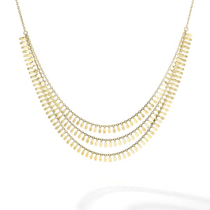 14kt Gold 19" Yellow Finish 6.5mm(CE)+26mm(DP)+1.5mm(Ch) Polished Extendable Multi-Strand Necklace with Lobster Clasp