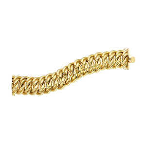 14kt Yellow Gold 9" 33mm Americana Chain Woven Bracelet with Box Clasp