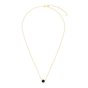 14K Yellow Gold 17" 6mm Round Onyx Necklace with Extender