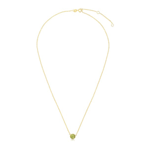 14K Yellow Gold 17" 6mm Round Peridot Necklace with Extender