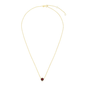 14K Yellow Gold 17" 6mm Round Garnet Necklace with Extender