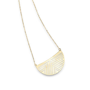 14K Yellow Gold 18" Cut-out Moon Necklace