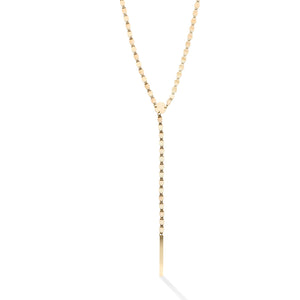 14K Yellow Gold 18" Lariat Mirrored Chain Necklace