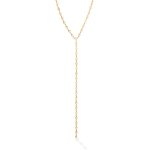 14K Yellow Gold 17" Lariat Mirrored Chain Necklace