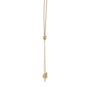 14K Yellow Gold 17" Amore Knot Lariat Necklace
