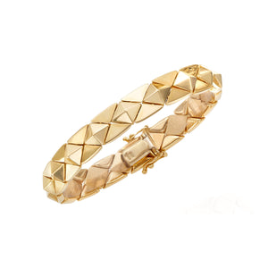 14K Yellow Gold 7" Pyramid Bracelet