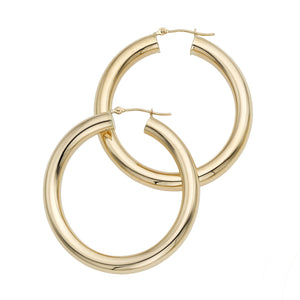 14K Yellow Gold 5 x 40mm Classic Round Hoops