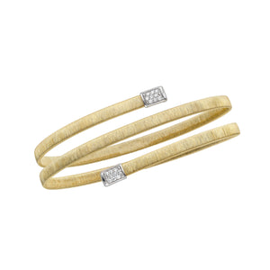 14K Yellow Gold .14CT Diamond Italian Silk Coil Wrap Bracelet