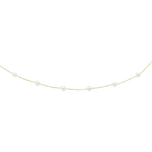 14K 16" Yellow Gold Pearl Tin Cup Necklace