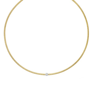 14K Yellow Gold 17" .10CT Diamond Italian Silk Necklace