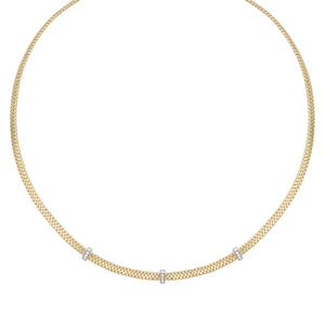 14K Yellow Gold 17" .13CT Diamond Basketweave Necklace