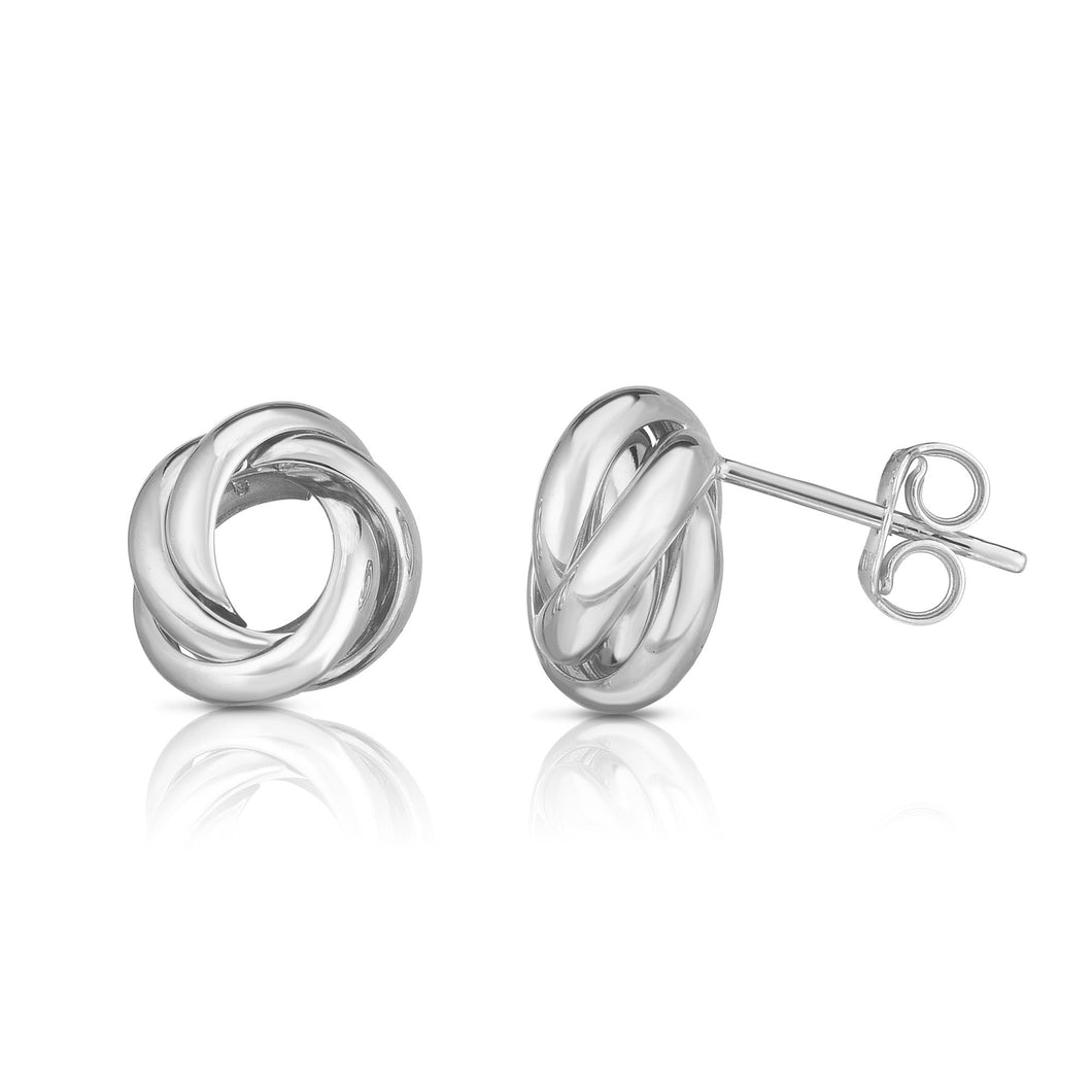 14K White Gold Polished Open Knot Studs