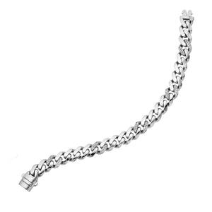 14K White Gold 8" .85CT Ferrara Diamond Chain Bracelet with Box Clasp
