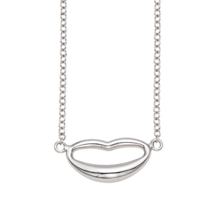 14K White Gold 18" Italian Kiss Necklace with Extender