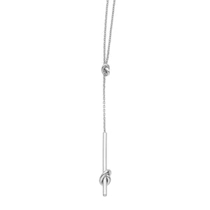 14K White Gold 17" Amore Knot Lariat Necklace