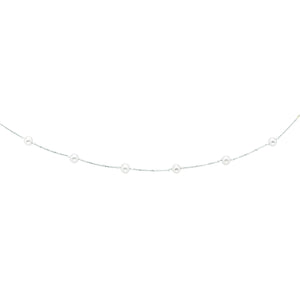 14K 16" White Gold Pearl Tin Cup Necklace