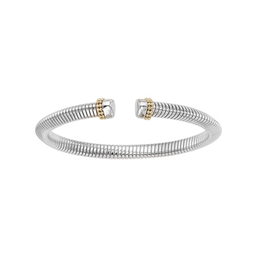 14K White Gold Tubogas Bead Bangle